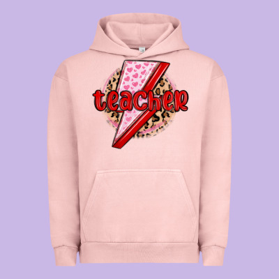 Teacher Lightning Bolt Valentines Day Urban Hoodie Designed By Maliassmallbusiness