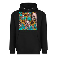 Black cute pig with patches seamless pattern Heavyweight Hoodie - HRA Design Shop