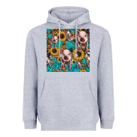 Heather Grey cute pig with patches seamless pattern Heavyweight Hoodie - HRA Design Shop
