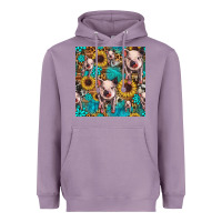 Lavender cute pig with patches seamless pattern Heavyweight Hoodie - HRA Design Shop