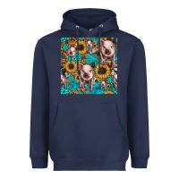 Navy cute pig with patches seamless pattern Heavyweight Hoodie - HRA Design Shop