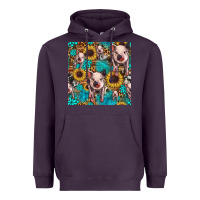 Plum cute pig with patches seamless pattern Heavyweight Hoodie - HRA Design Shop