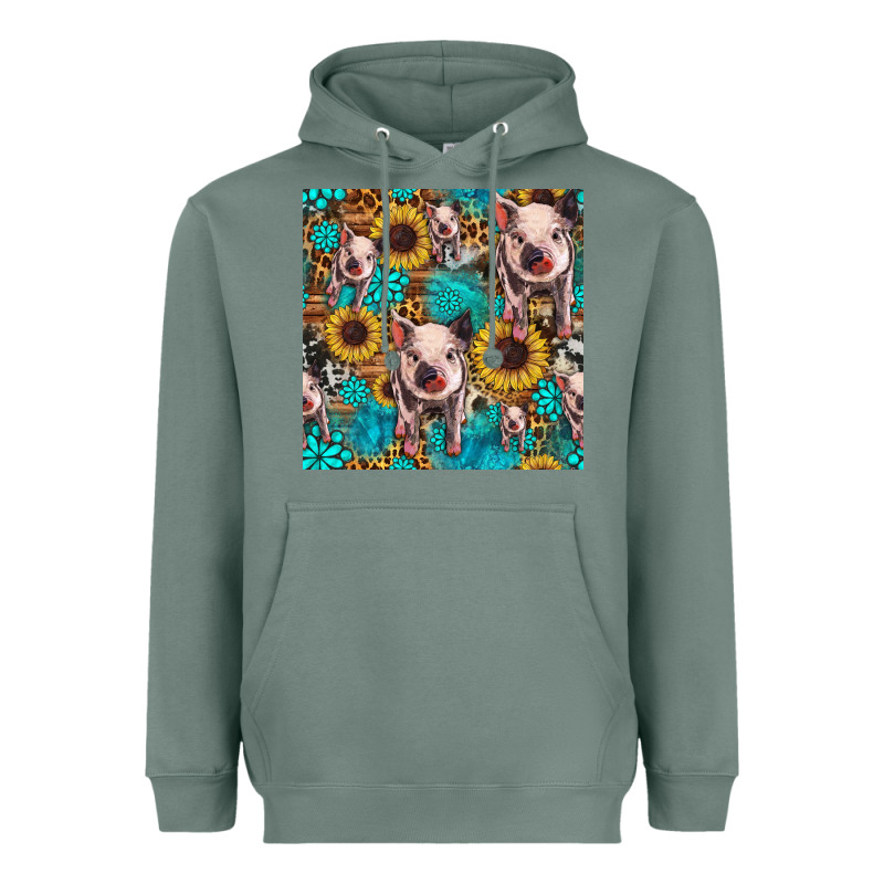 Cute Pig With Patches Seamless Pattern Heavyweight Hoodie by HRA Design Shop | Teevron