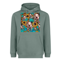 Sage cute pig with patches seamless pattern Heavyweight Hoodie - HRA Design Shop