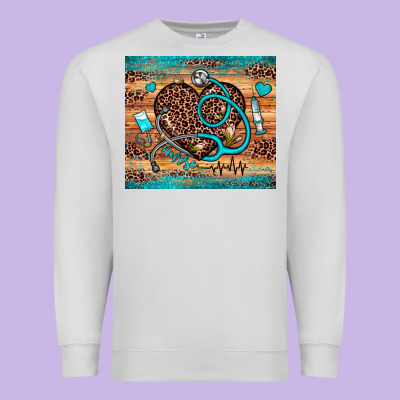 Nurse Leopard Heart Premium Sweatshirt Designed By Jahusdesignshop