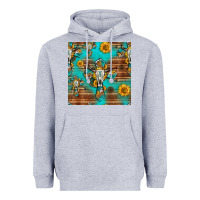 Heather Grey bull skull cross seamless pattern Heavyweight Hoodie - HRA Design Shop
