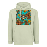 Matcha bull skull cross seamless pattern Heavyweight Hoodie - HRA Design Shop