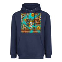 Navy bull skull cross seamless pattern Heavyweight Hoodie - HRA Design Shop