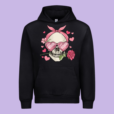 Valentine's Day Skull Urban Hoodie Designed By Maliassmallbusiness