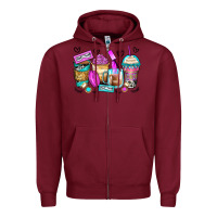 Burgundy eyelash coffee cups Zipper Hoodie - Zillion Design Studio