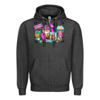 Charcoal Heather eyelash coffee cups Zipper Hoodie - Zillion Design Studio