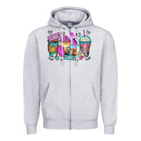 Heather Grey eyelash coffee cups Zipper Hoodie - Zillion Design Studio