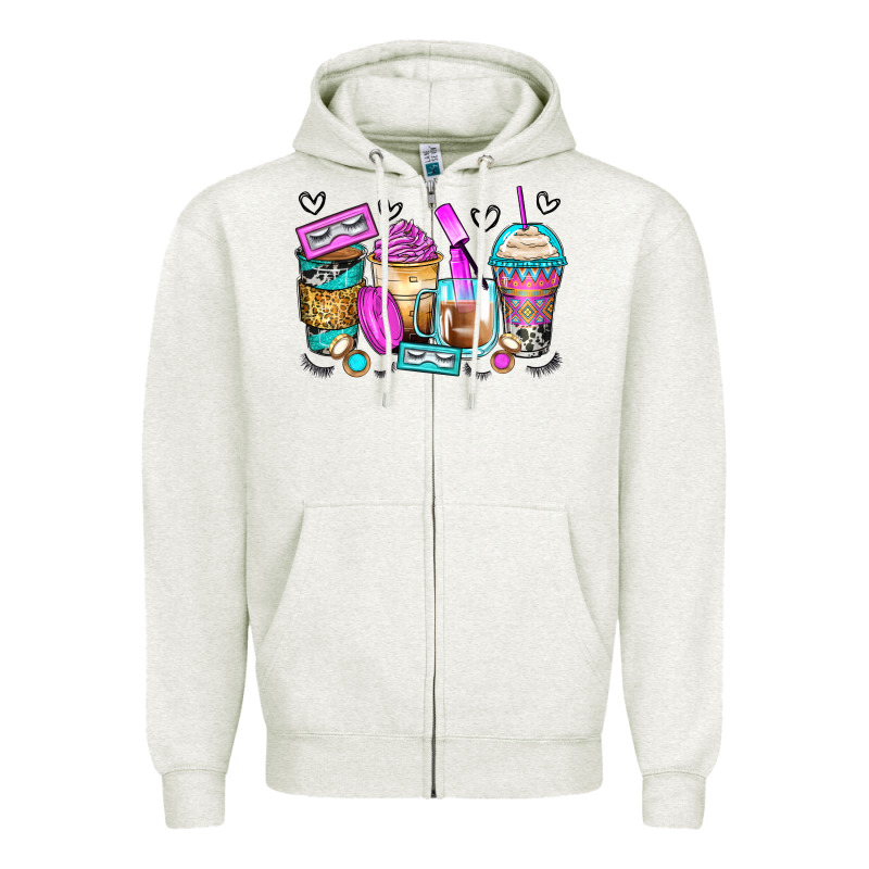 Eyelash Coffee Cups Zipper Hoodie by Zillion Design Studio | Teevron