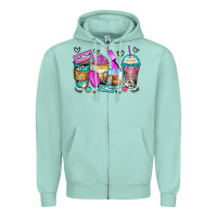 Seafoam eyelash coffee cups Zipper Hoodie - Zillion Design Studio