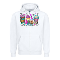 White eyelash coffee cups Zipper Hoodie - Zillion Design Studio