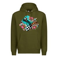 Army Green race sunflower patches Premium Hoodie - AdoDesignShop