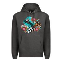 Charcoal Heather race sunflower patches Premium Hoodie - AdoDesignShop