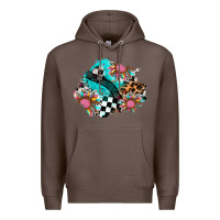 Coffee race sunflower patches Premium Hoodie - AdoDesignShop