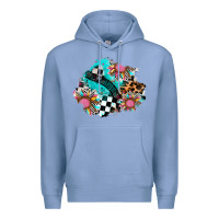 Colony Blue race sunflower patches Premium Hoodie - AdoDesignShop
