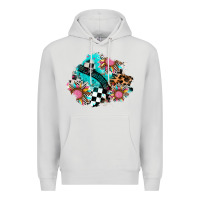 Dove Grey race sunflower patches Premium Hoodie - AdoDesignShop