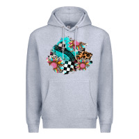 Heather Grey race sunflower patches Premium Hoodie - AdoDesignShop
