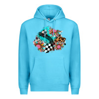 Ocean Blue race sunflower patches Premium Hoodie - AdoDesignShop