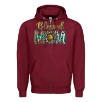 Burgundy western blessed mom with sunflower Zipper Hoodie - texasbilliewilder