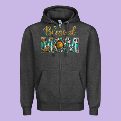 Western Blessed Mom With Sunflower Zipper Hoodie Designed By Texasbilliewilder