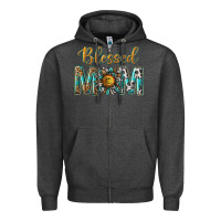 Charcoal Heather western blessed mom with sunflower Zipper Hoodie - texasbilliewilder