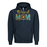 Navy western blessed mom with sunflower Zipper Hoodie - texasbilliewilder