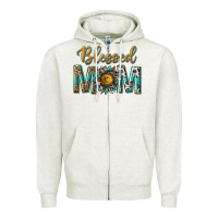 Oatmeal Heather western blessed mom with sunflower Zipper Hoodie - texasbilliewilder
