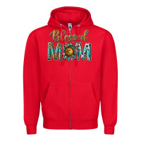Red western blessed mom with sunflower Zipper Hoodie - texasbilliewilder