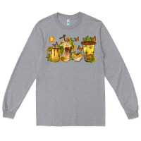 Heather Grey sunflower coffee cups Long Sleeve Tee - texasbilliewilder