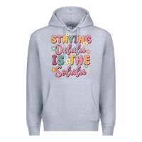 Heather Grey staying delulu is the solulu Premium Hoodie - MaliasSmallBusiness