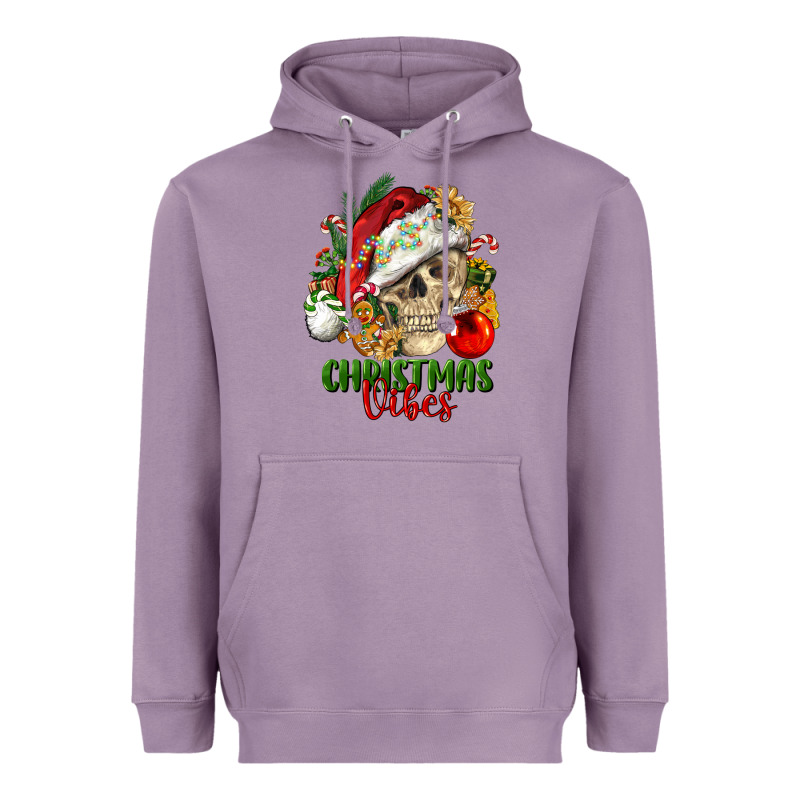 Christmas Vibes Human Skull Heavyweight Hoodie by FaDigitalArtStudio | Teevron