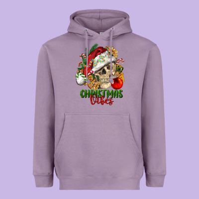 Christmas Vibes Human Skull Heavyweight Hoodie Designed By Fadigitalartstudio