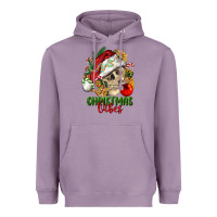 Lavender Christmas Vibes Human Skull Heavyweight Hoodie - FaDigitalArtStudio