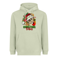 Matcha Christmas Vibes Human Skull Heavyweight Hoodie - FaDigitalArtStudio