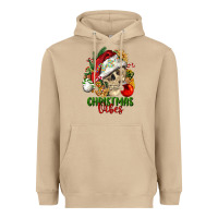 Mushroom Christmas Vibes Human Skull Heavyweight Hoodie - FaDigitalArtStudio