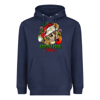 Navy Christmas Vibes Human Skull Heavyweight Hoodie - FaDigitalArtStudio