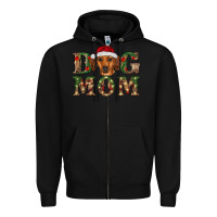 Black christmas dog mom dachshund Zipper Hoodie - RanaPortraitStore