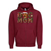 Burgundy christmas dog mom dachshund Zipper Hoodie - RanaPortraitStore