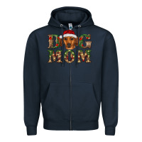 Navy christmas dog mom dachshund Zipper Hoodie - RanaPortraitStore