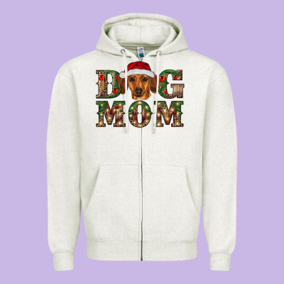 Christmas Dog Mom Dachshund Zipper Hoodie Designed By Ranaportraitstore