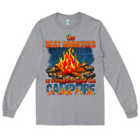 Heather Grey the best memories are made around the campfire Long Sleeve Tee - texasbilliewilder