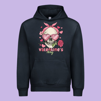 Valentine's Day Skull Urban Hoodie Designed By Maliassmallbusiness