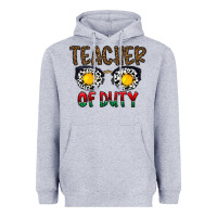 Heather Grey teacher of duty Heavyweight Hoodie - CowhideDigitalArt