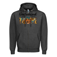 Charcoal Heather western dachshund mom Zipper Hoodie - RanaPortraitStore