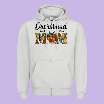 Western Dachshund Mom Zipper Hoodie Designed By Ranaportraitstore