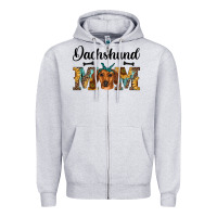 Heather Grey western dachshund mom Zipper Hoodie - RanaPortraitStore